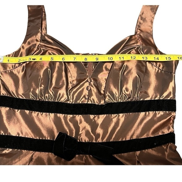 BCBG Paris Brown/Bronze Fit and Flare Taffeta Petticoat Cocktail Dress - Picture 10 of 14